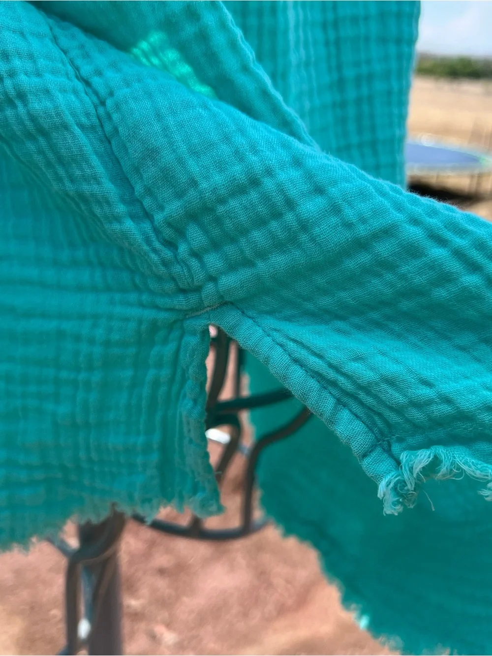 Natural Reflections turquoise Gauze Shirt 100 percent cotton Boho Beachy Country